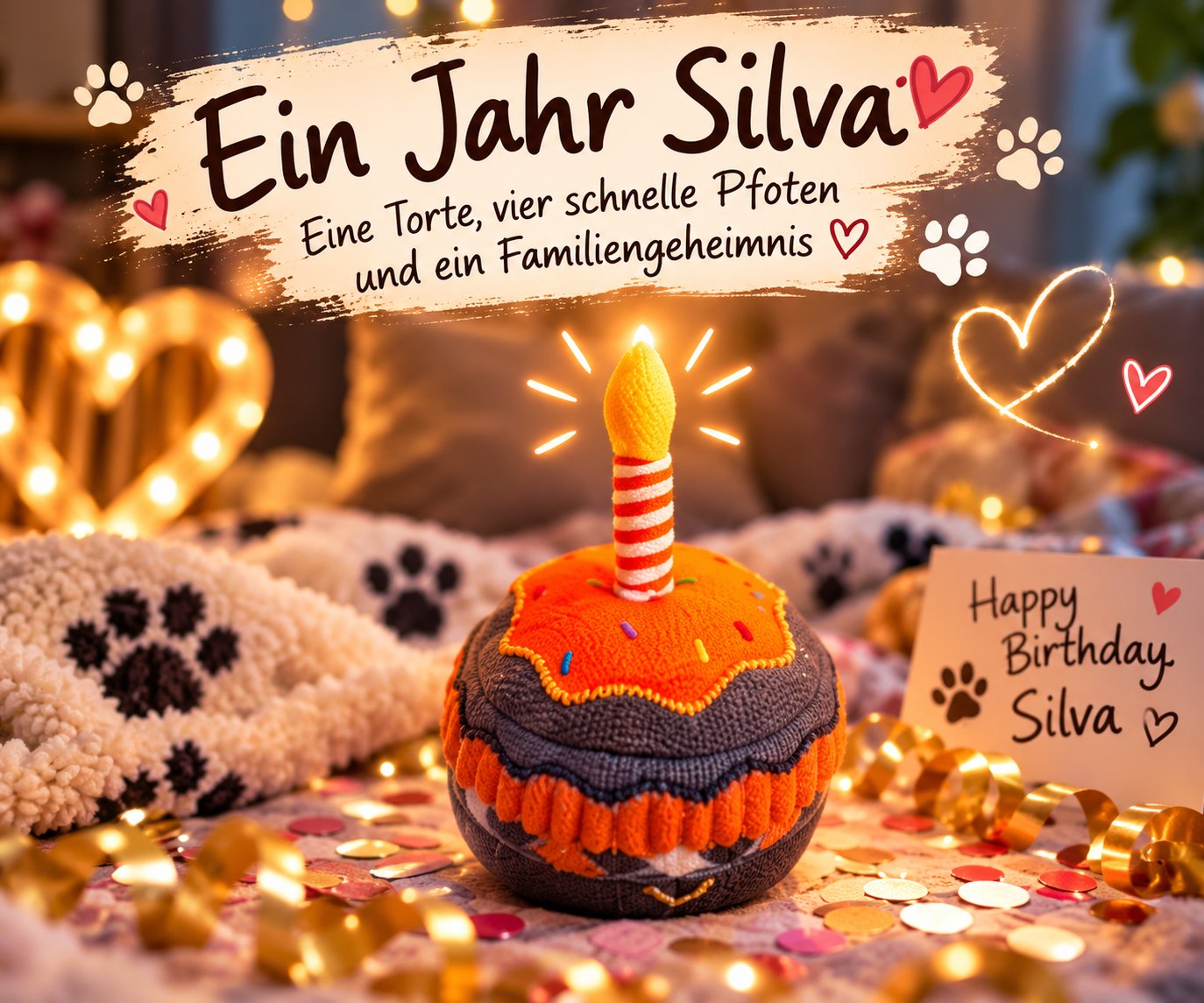 🎂 Ein Jahr Silva – eine Torte, vier schnelle Pfoten und ein Familiengeheimnis ❤️